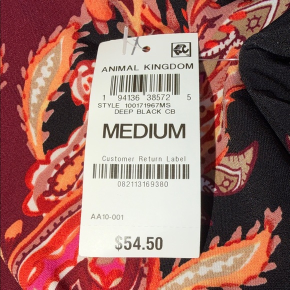 JM Collection Paisley Print Chiffon Sleeve Women's Top M - Picture 3 of 3